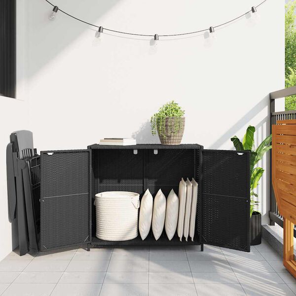 vidaXL Gartenschrank Schwarz 83x45x76 cm Poly Rattan