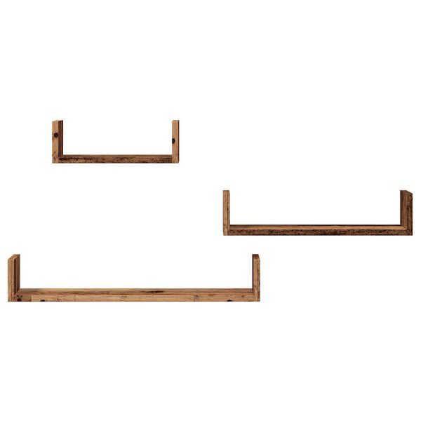 vidaXL Wandregale 3 Stk. Altholz-Optik Holzwerkstoff