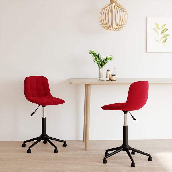 vidaXL Esszimmerst&uuml;hle 2 Stk. Drehbar Weinrot Samt