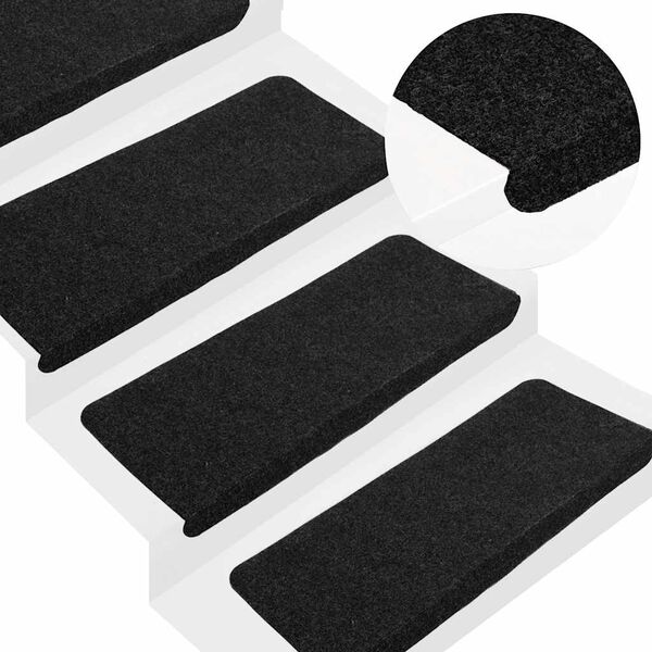 vidaXL Stufenmatten Selbstklebend 30 Stk. Schwarz 65x24,5x3,5 cm