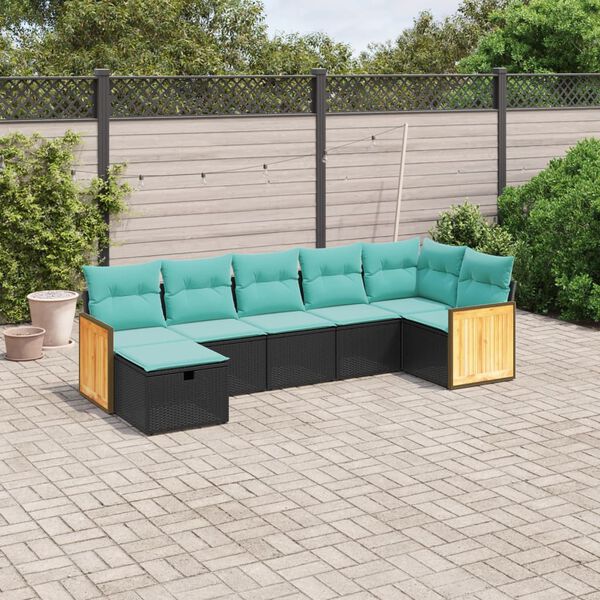 vidaXL 8-tlg. Garten-Sofagarnitur mit Kissen Grau Poly Rattan