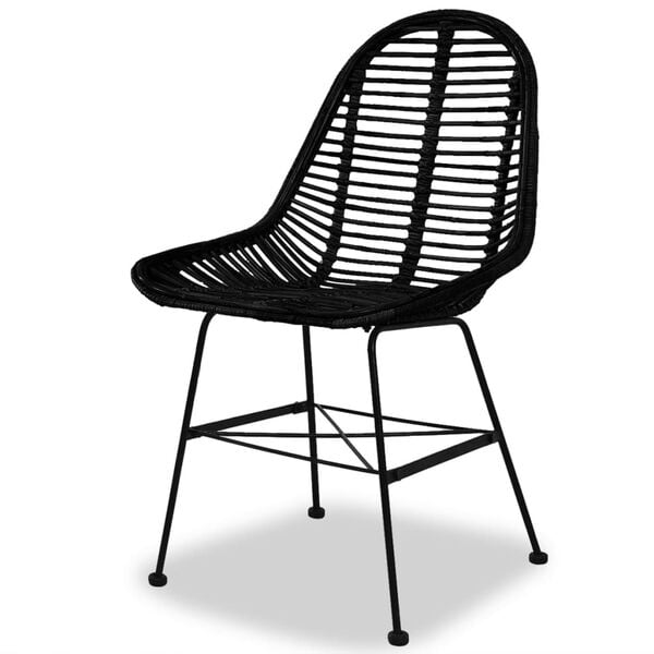 vidaXL Esszimmerst&uuml;hle 2 Stk. Natur Rattan Schwarz