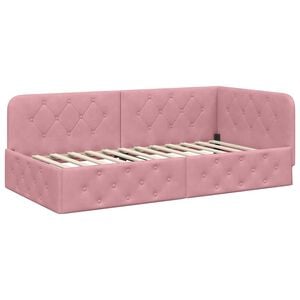 vidaXL Eckbettgestell Rosa 100 x 200 cm Samt