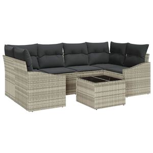 vidaXL Sofa Set 7 stk. Hellgrau [Synthetisch]: Poly Rattan