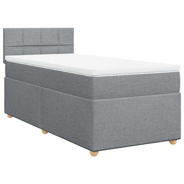 vidaXL Boxspringbett mit Matratze Hellgrau 80x200 cm Stoff