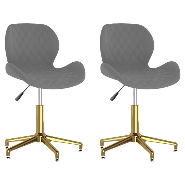 vidaXL Esszimmerst&uuml;hle 2 Stk. Drehbar Dunkelgrau Samt