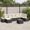 vidaXL Garten-Sofa-Set mit Kissen 7 pcs Schwarz Poly-Rattan