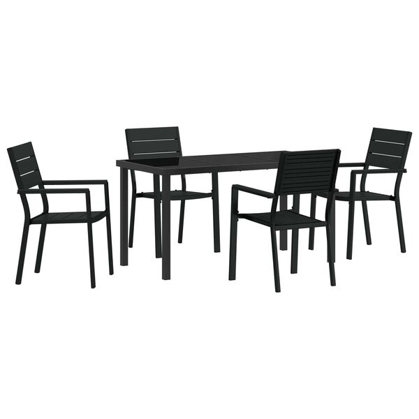 vidaXL Garten Essgruppe 5 pcs Schwarz Pulverbeschichteter Stahl