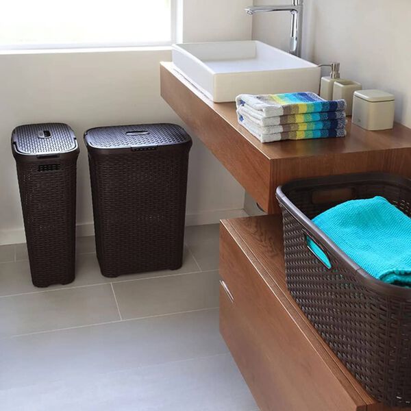 Curver W&auml;schekorb mit Deckel Style 2x60L Anthrazit