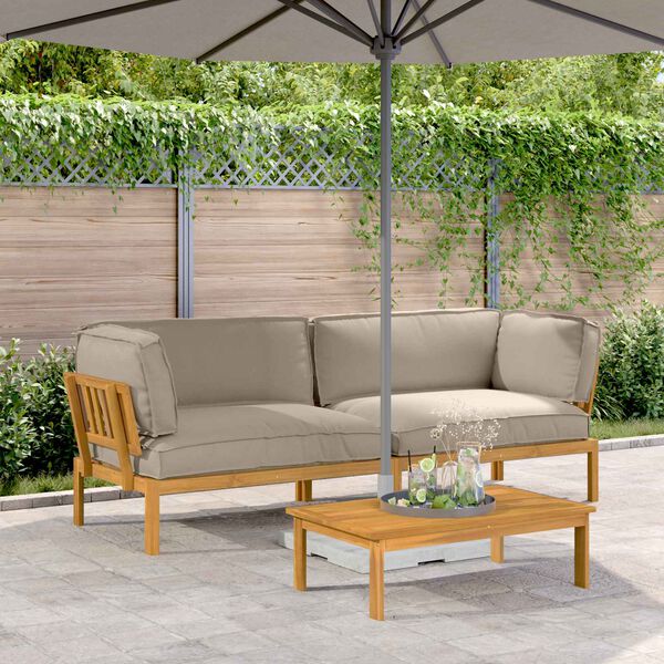 vidaXL Sofa Set mit Kissen Uni 2 pcs Taupe Massivholz Akazie