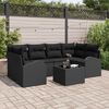 vidaXL Garten-Sofa-Set 7 pcs Schwarz Poly-Rattan und Stahl und Glas