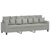 vidaXL 3-Sitzer-Sofa mit Hocker Hellgrau 210 cm Stoff