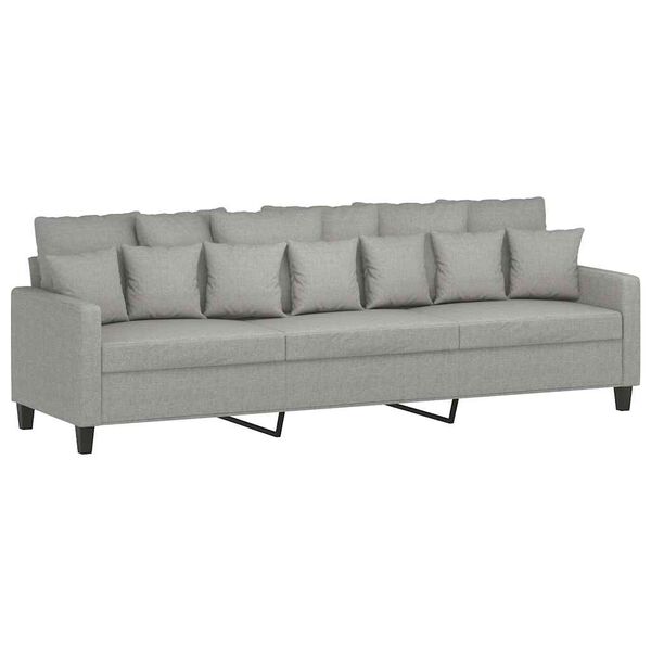 vidaXL 3-Sitzer-Sofa mit Hocker Hellgrau 210 cm Stoff