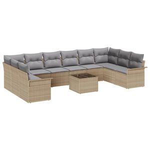 vidaXL Gartensofa-set mit Speicher 11 pcs Schwarz Poly-Rattan