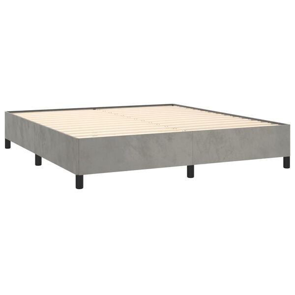 vidaXL Boxspringbett mit Matratze Hellgrau 180x200 cm Samt