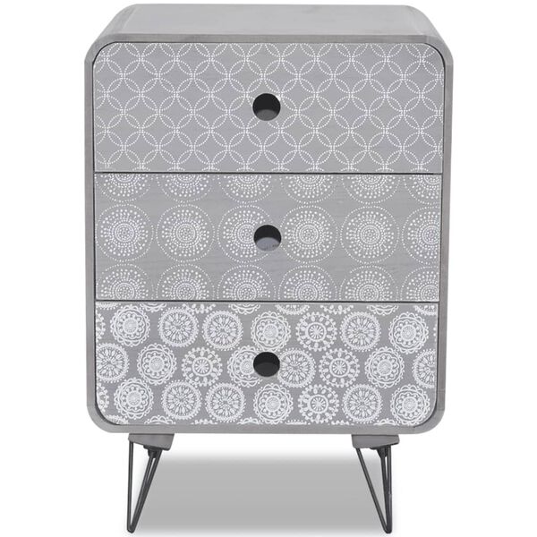 vidaXL Beistellschrank mit 3 Schubladen Grau