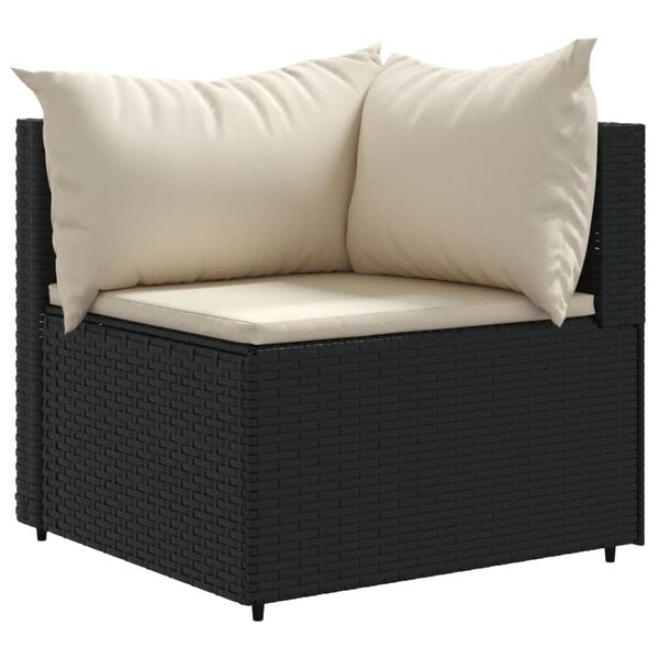 vidaXL 10-tlg. Garten-Sofagarnitur mit Kissen Schwarz Poly Rattan
