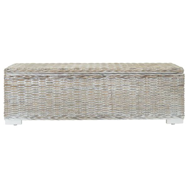 vidaXL Truhe Weiß 110 cm Natur Kubu Rattan & Massivholz Mahagoni