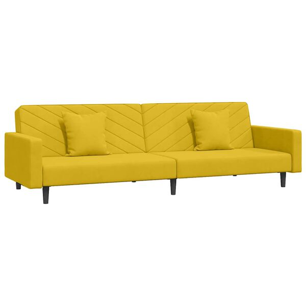 vidaXL Schlafsofa 2-Sitzer mit 2 Kissen Gelb Samt