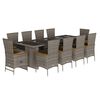 vidaXL 11-tlg. Garten-Essgruppe mit Kissen Grau Poly Rattan