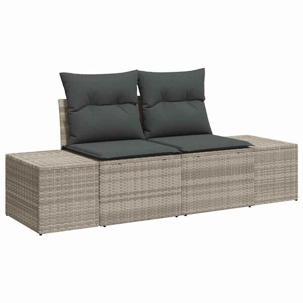 vidaXL Garten-Sofa-Set mit Kissen 4 pcs Hellgrau Poly-Rattan