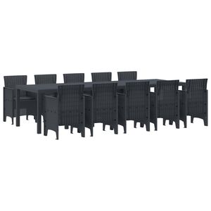 vidaXL Garten Esszimmer Set mit Kissen mit Kissen 11 pcs Anthrazit
