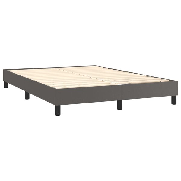 vidaXL Boxspringbett mit Matratze Grau 140x190 cm Kunstleder
