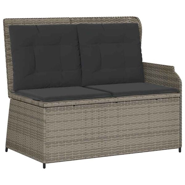 vidaXL 3-tlg. Garten-Lounge-Set mit Kissen Grau Poly Rattan