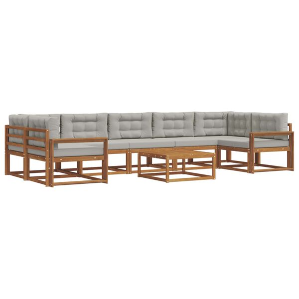 vidaXL Outdoor-Sofagarnitur mit Kissen 8 pcs Nat&uuml;rlich und Hellgrau