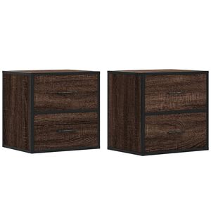 vidaXL Wand-Nachttische 2 Stk. Braun Eichen-Optik 40x31x39,5 cm