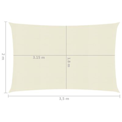 vidaXL Sonnensegel 160 g/m² Creme 2x3,5 m HDPE