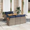 vidaXL 6-tlg. Garten-Sofagarnitur mit Kissen Grau Poly Rattan