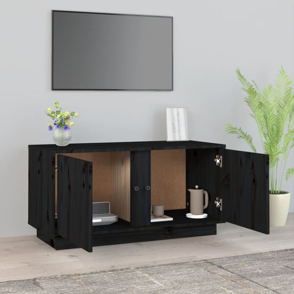 vidaXL TV-Schrank Schwarz 80x35x40,5 cm Massivholz Kiefer