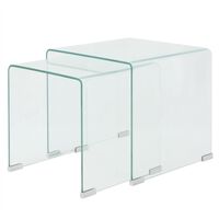 vidaXL Zweiteiliges Satztisch-Set aus gehärtetem Glas Transparent