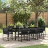 vidaXL Garten Essgruppe 9 pcs Schwarz Poly-Rattan