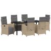 vidaXL Garten Essgruppe mit Kissen 7 pcs Beige Poly-Rattan