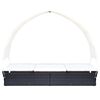 vidaXL Doppel-Sonnenliege mit Sonnendach Poly Rattan Schwarz