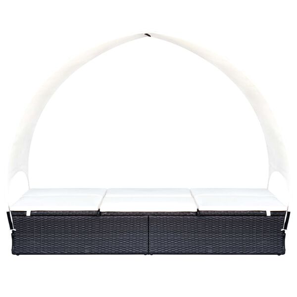vidaXL Doppel-Sonnenliege mit Sonnendach Poly Rattan Schwarz