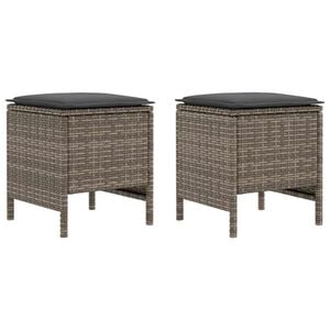 vidaXL 2 stk. Garten-Fu&szlig;hocker PE-Rattan Grau und Dunkelgrau