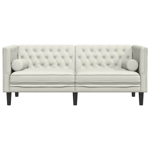 vidaXL Chesterfield-Sofa mit Nackenrollen 2-Sitzer Creme Samt