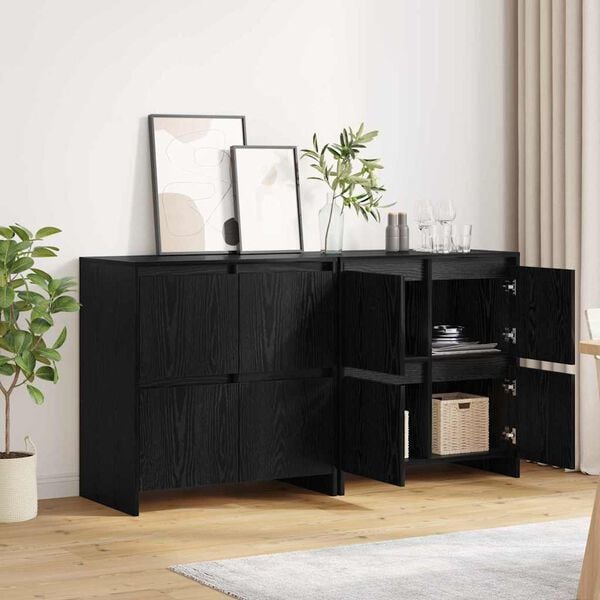 vidaXL Sideboards 2 pcs Schwarz Eichen-Optik 70 x 41 x 75 cm