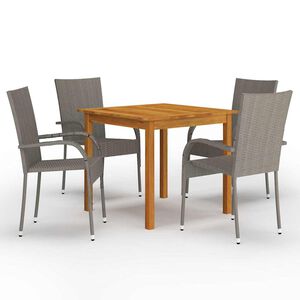 vidaXL 5-tlg. Garten-Essgruppe Grau