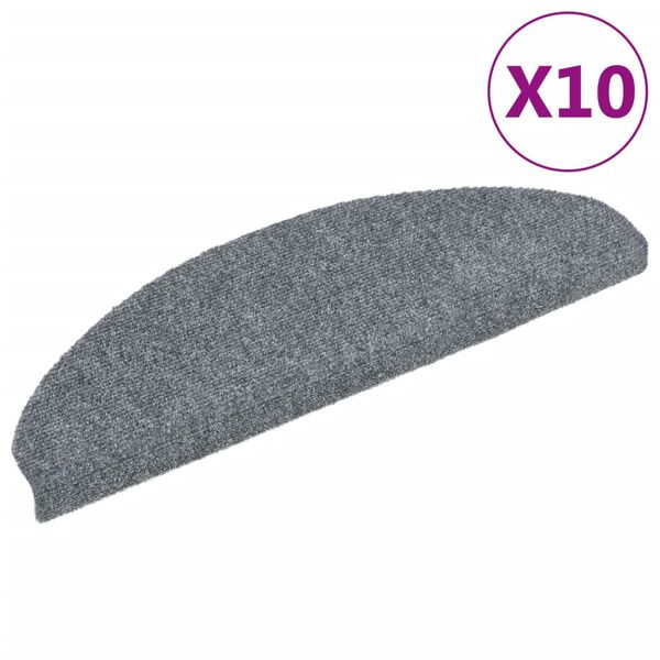 vidaXL Stufenmatten Selbstklebend 10 Stk. 65x21x4 cm Hellgrau Halbrund Gro&szlig;