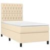 vidaXL Boxspringbett mit Matratze & LED Creme 90x190 cm Stoff