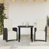 vidaXL 3-tlg. Bistro-Set mit Kissen Schwarz Poly Rattan
