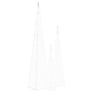 vidaXL LED-Leuchtkegel-Set Acryl Deko Kaltwei&szlig; 60/90/120 cm
