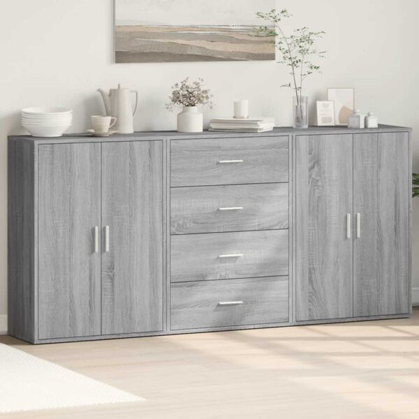 vidaXL Sideboards 3 Stk. Grau Sonoma 60x31x84 cm Holzwerkstoff
