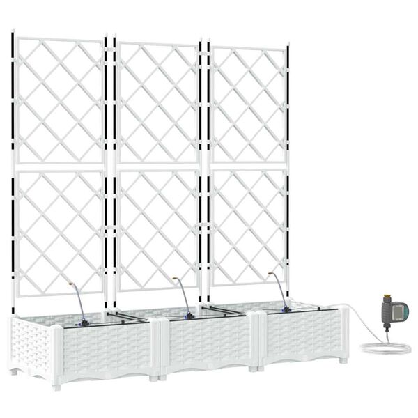 vidaXL Garten-Pflanzgef&auml;&szlig; 3 pcs Wei&szlig; Stahl