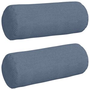 vidaXL Bolsterkissen 2 St&uuml;ck Blau &Oslash; 15 x 40 cm Cordstoff
