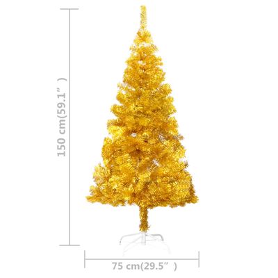 vidaXL Künstlicher Weihnachtsbaum mit Beleuchtung & Ständer Gold 150cm